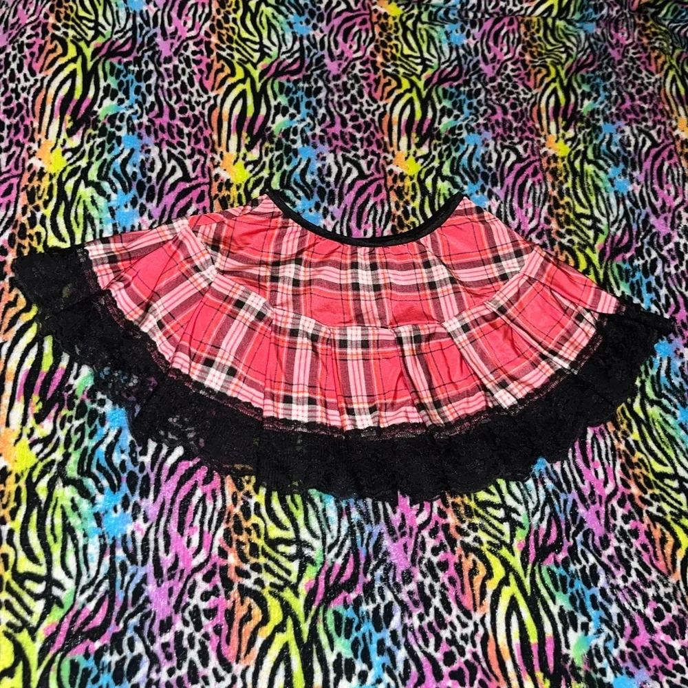 Pink & Black Plaid Mini Skirt - Picture 4 of 5